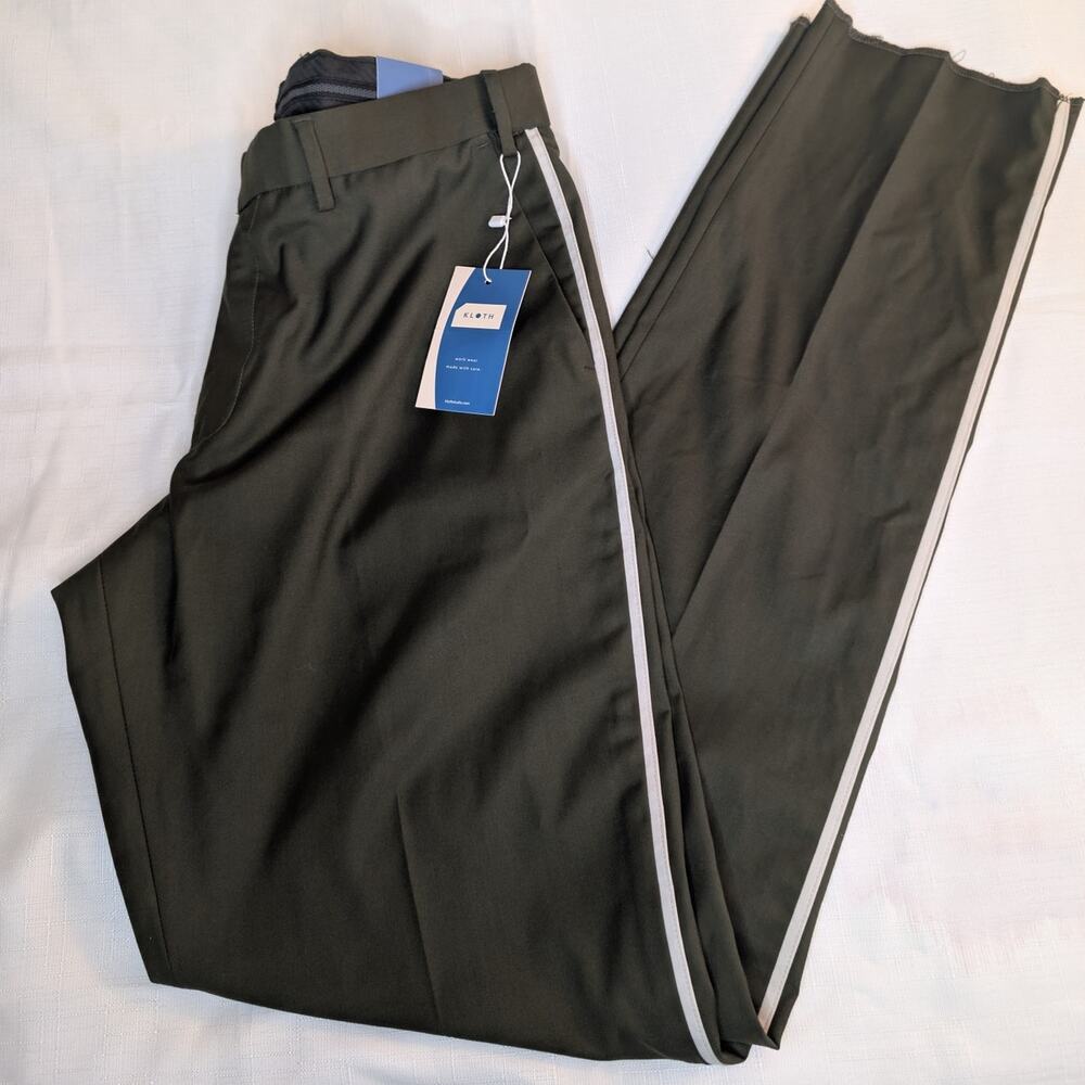 Kloth Mens Green & White Striped Pants Size 34 NWT